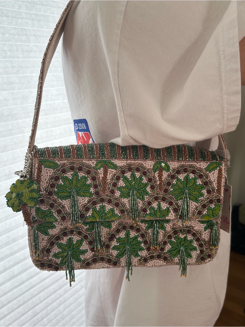 TikTok Viral Handcrafted In India Palm Tree Beaded Bag w/Palm Tree Charm